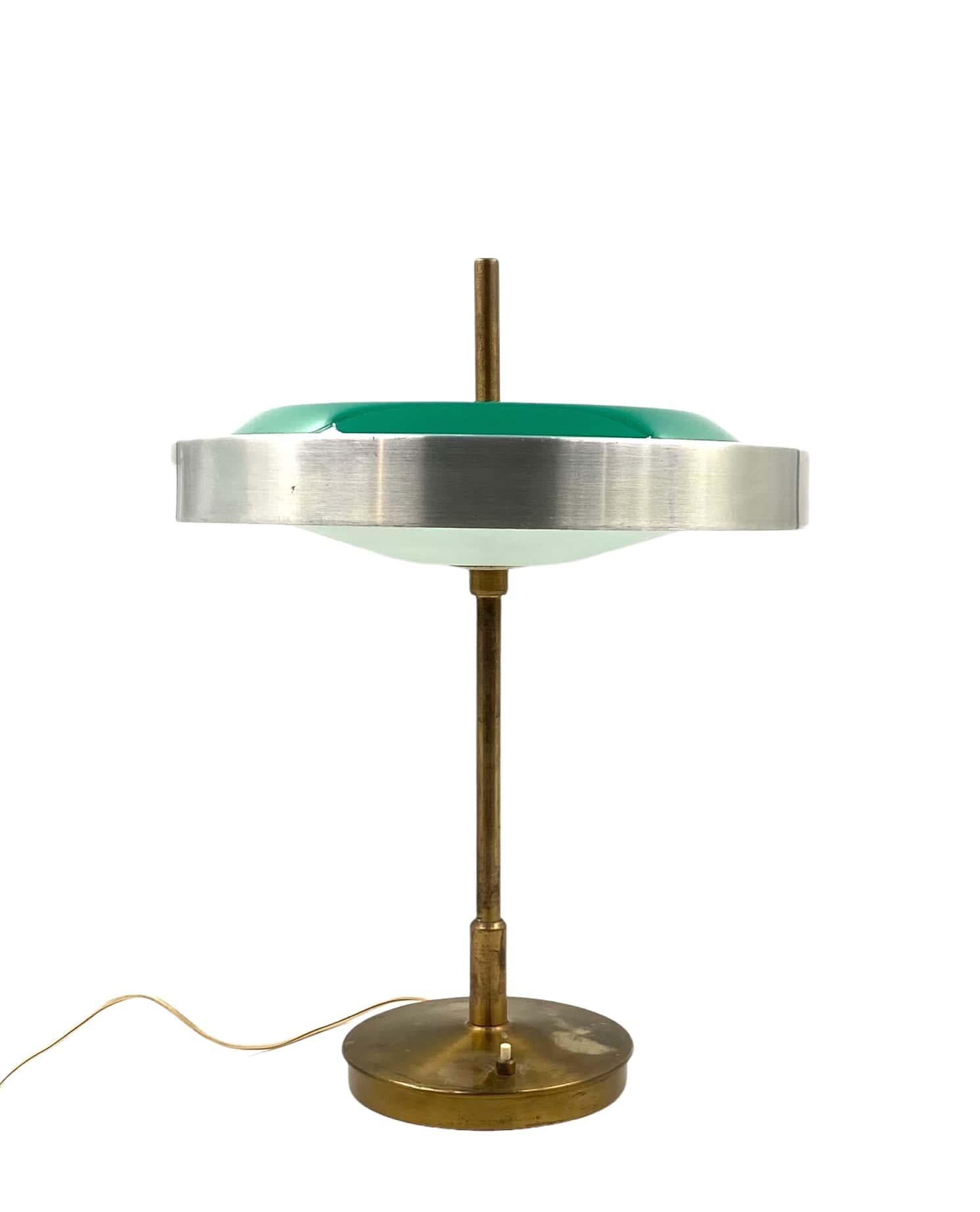 Oscar Torlasco, Important Brass and Glass Table / Desk Lamp, Prod. Lumi, 1960 Ca For Sale 12
