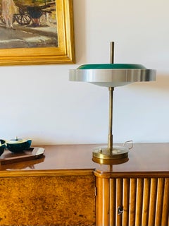 Oscar Torlasco, Important Brass and Glass Table / Desk Lamp, Prod. Lumi, 1960 Ca