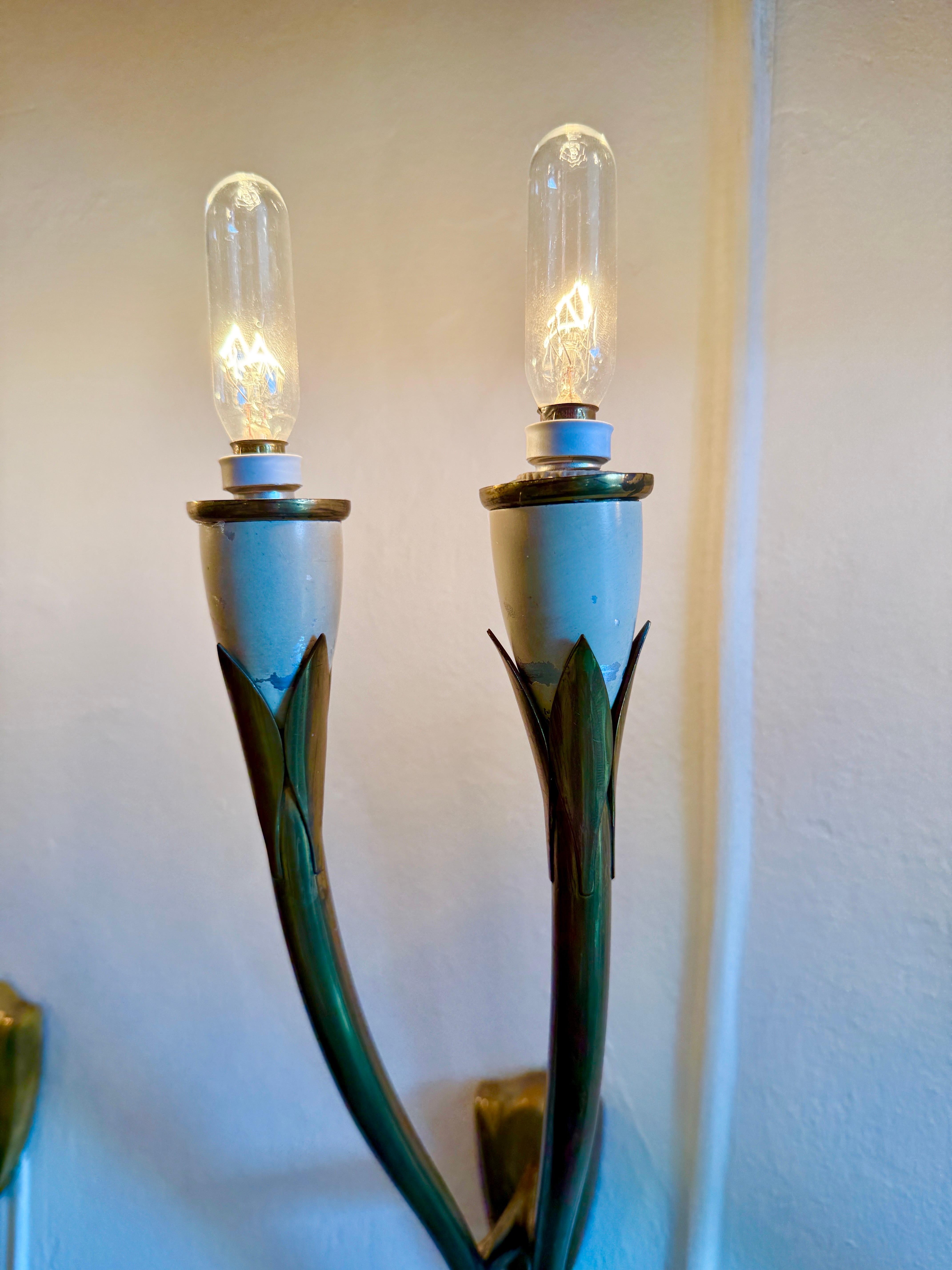 Oscar Torlasco Italienische Wandleuchter aus Messing und emailliertem Metall von LUMI – 4er-Set (Art déco) im Angebot