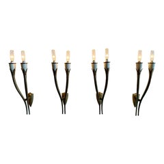Oscar Torlasco Italian Brass and Enameled Metal Wall Sconces by LUMI - Set of 4