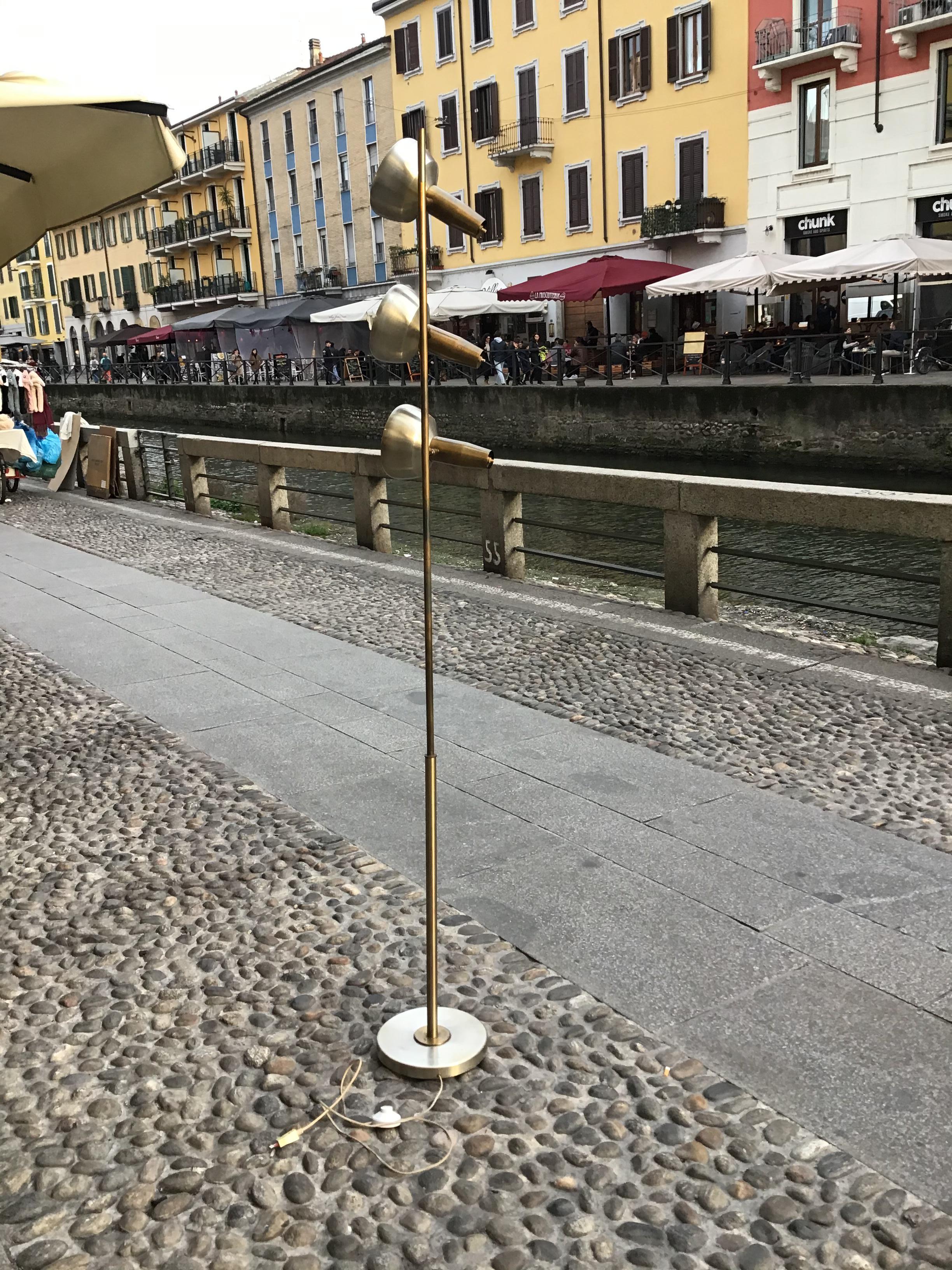 Oscar TORLASCO “Lumi” Floor Lamp Brass Metal Crome 1950 Italy  For Sale 5