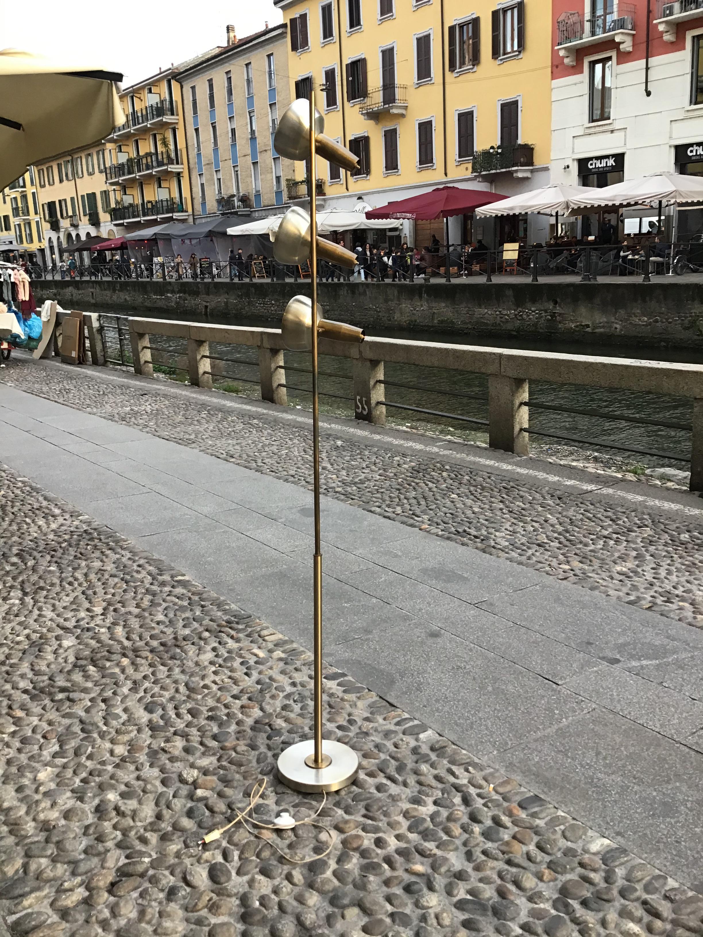 Oscar TORLASCO “Lumi” Floor Lamp Brass Metal Crome 1950 Italy  For Sale 6