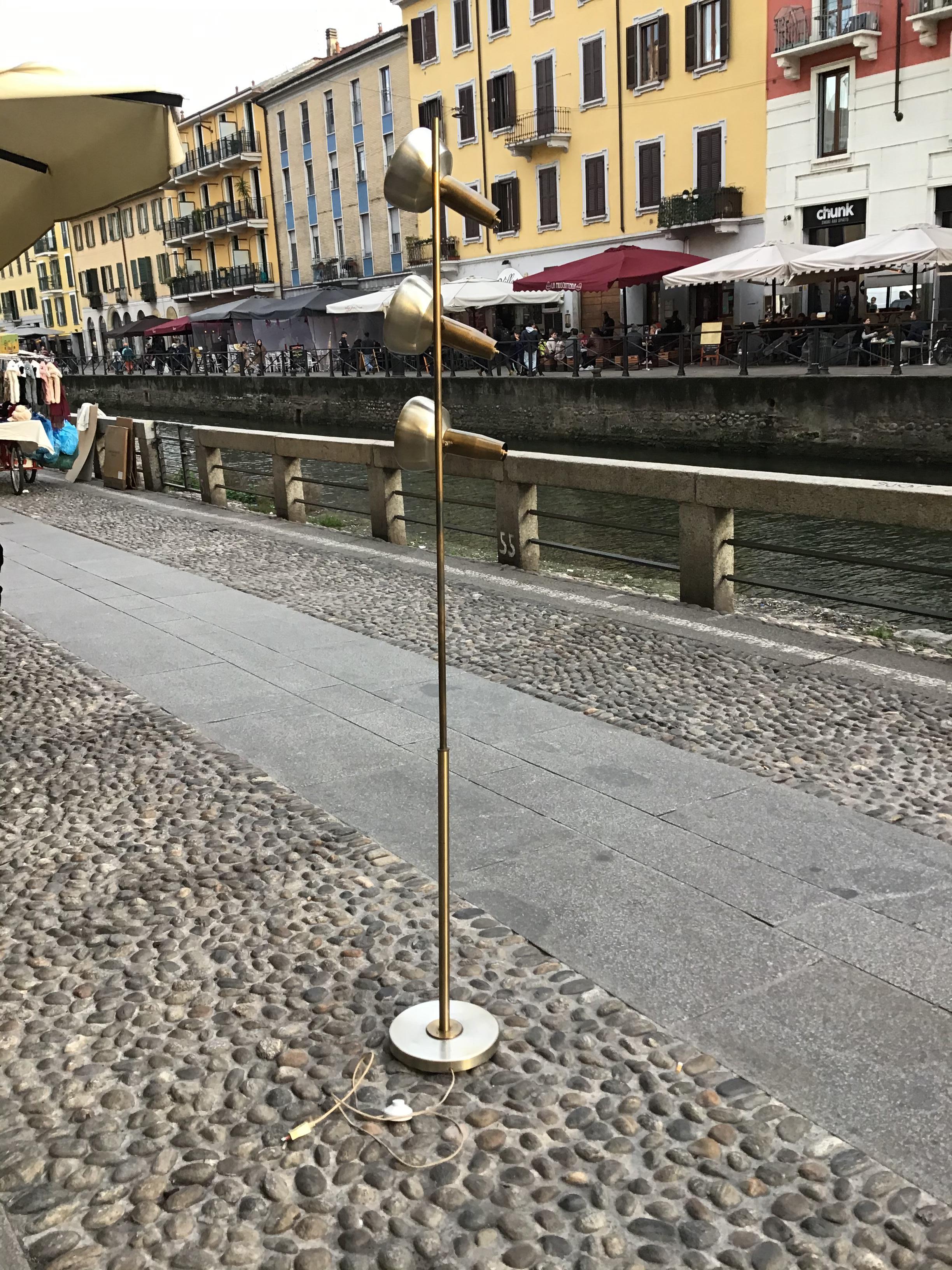 Oscar TORLASCO “Lumi” Floor Lamp Brass Metal Crome 1950 Italy  For Sale 7