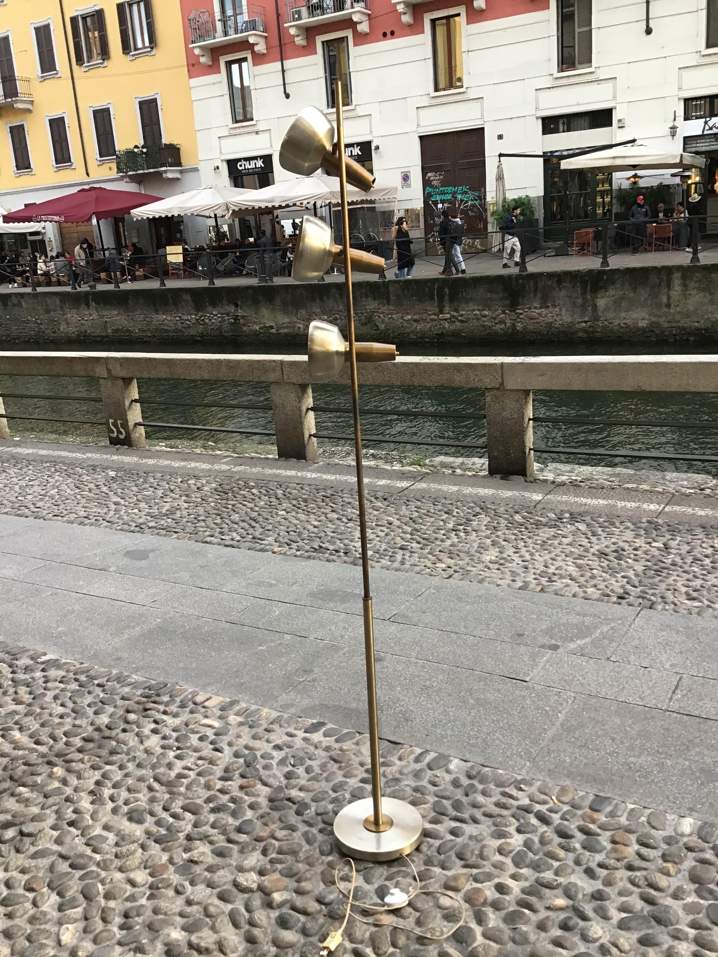 Oscar TORLASCO “Lumi” Floor Lamp Brass Metal Crome 1950 Italy  For Sale 8