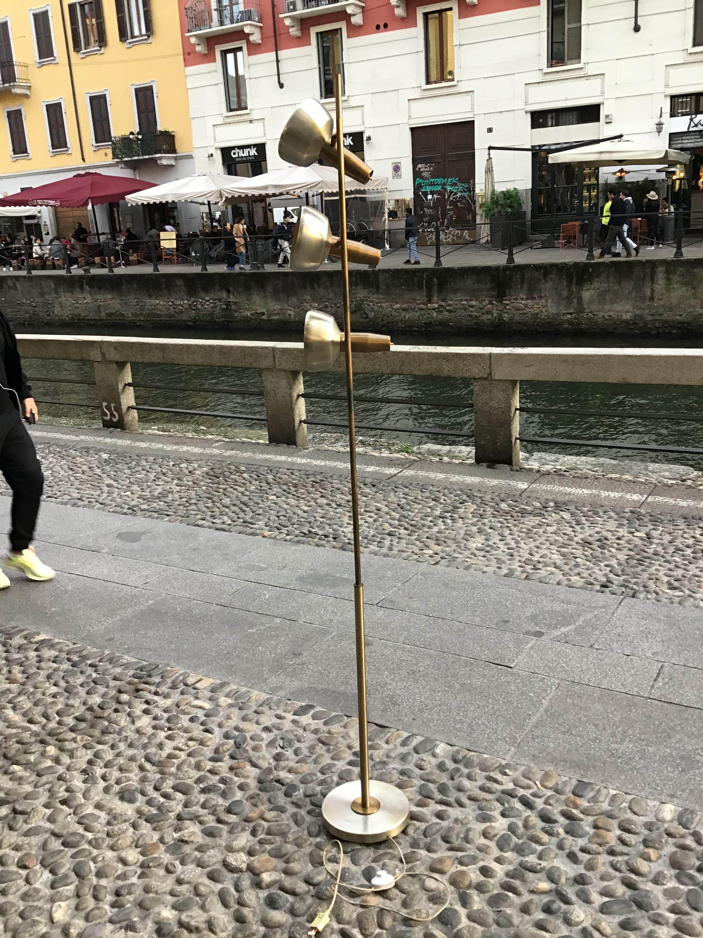 Oscar TORLASCO “Lumi” Floor Lamp Brass Metal Crome 1950 Italy  For Sale 10