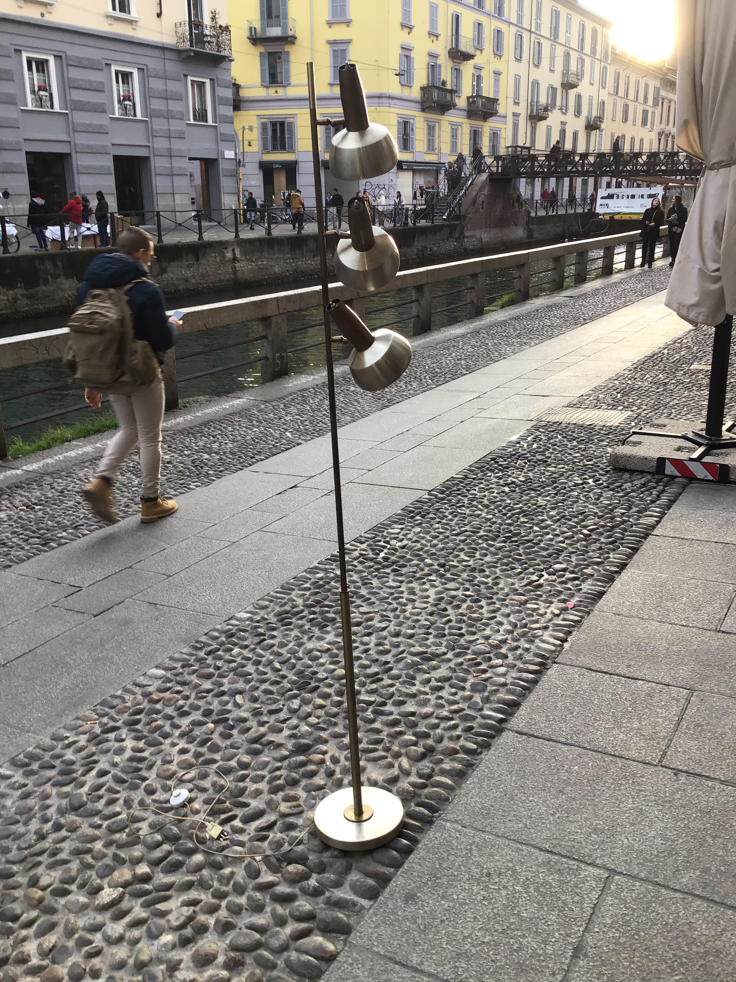 Oscar TORLASCO “Lumi” Floor Lamp Brass Metal Crome 1950 Italy  For Sale 12