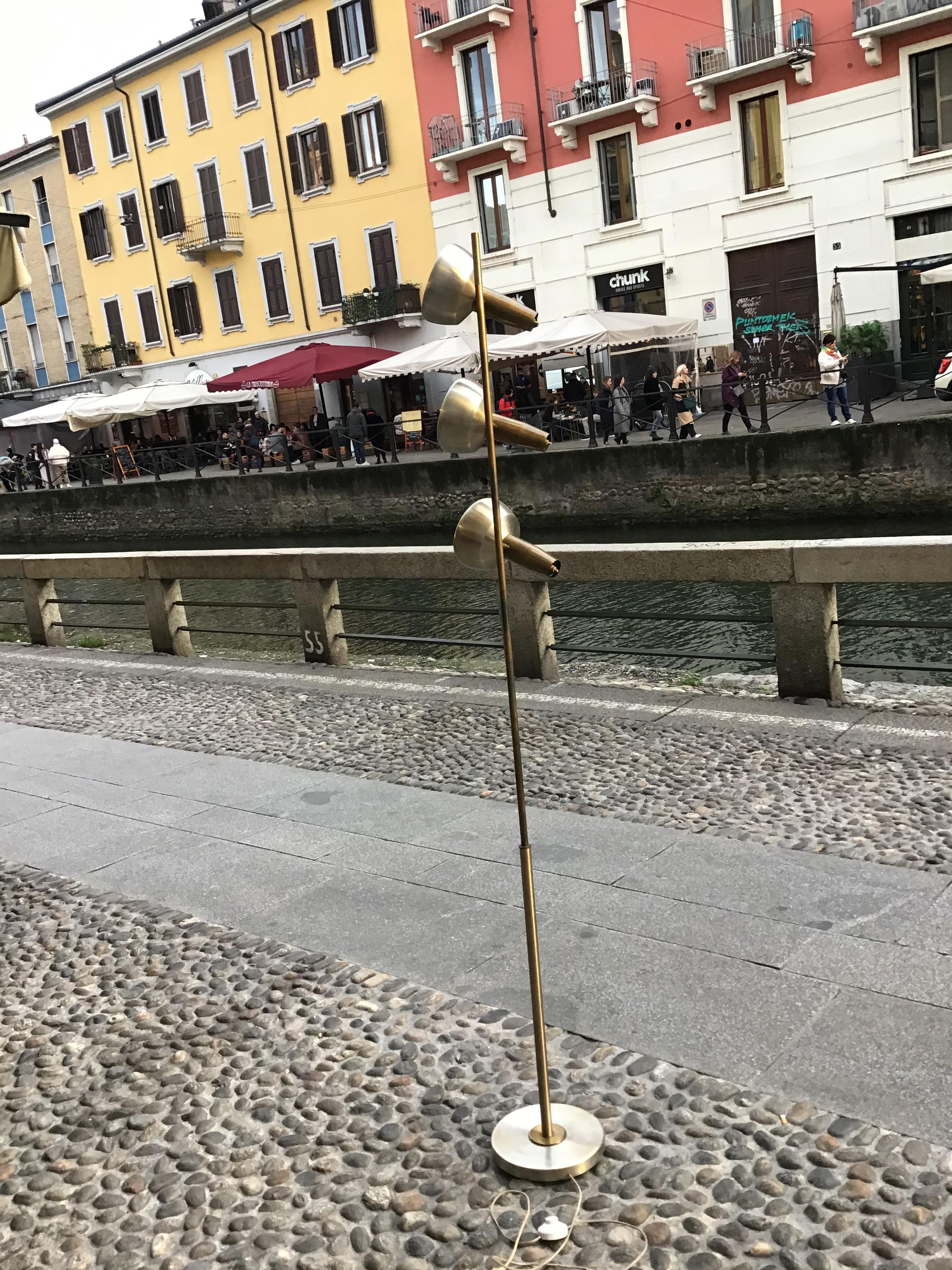 Oscar TORLASCO “Lumi” Floor Lamp Brass Metal Crome 1950 Italy  For Sale 4