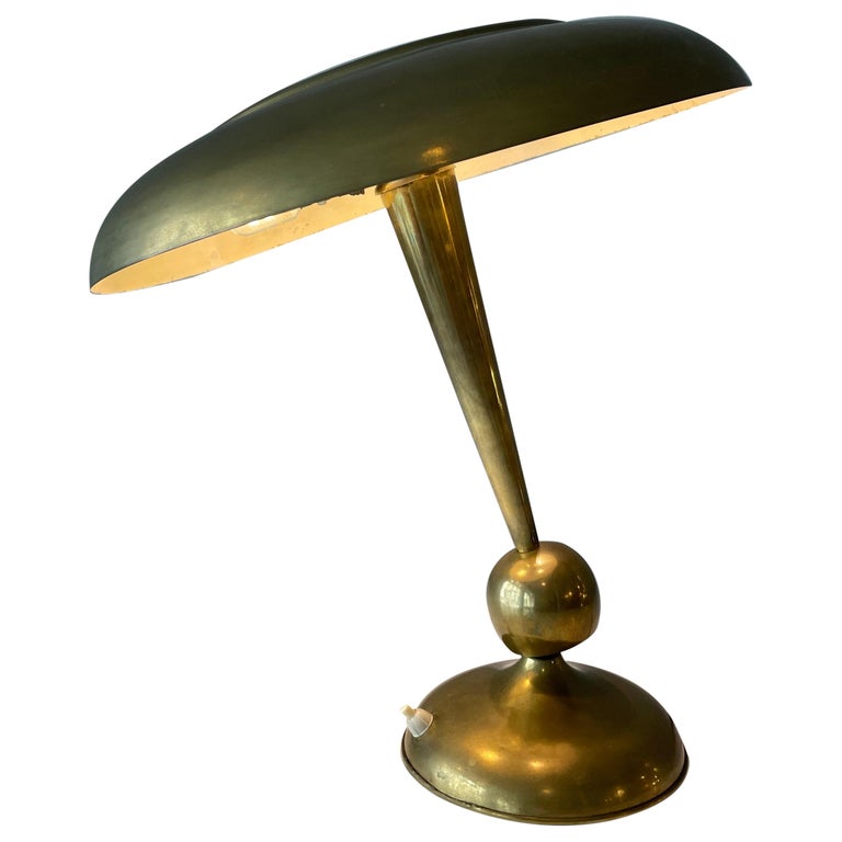 Oscar Torlasco Lumi Mod. 143 Brass Table Lamp Glass, Italy, 1960s For Sale