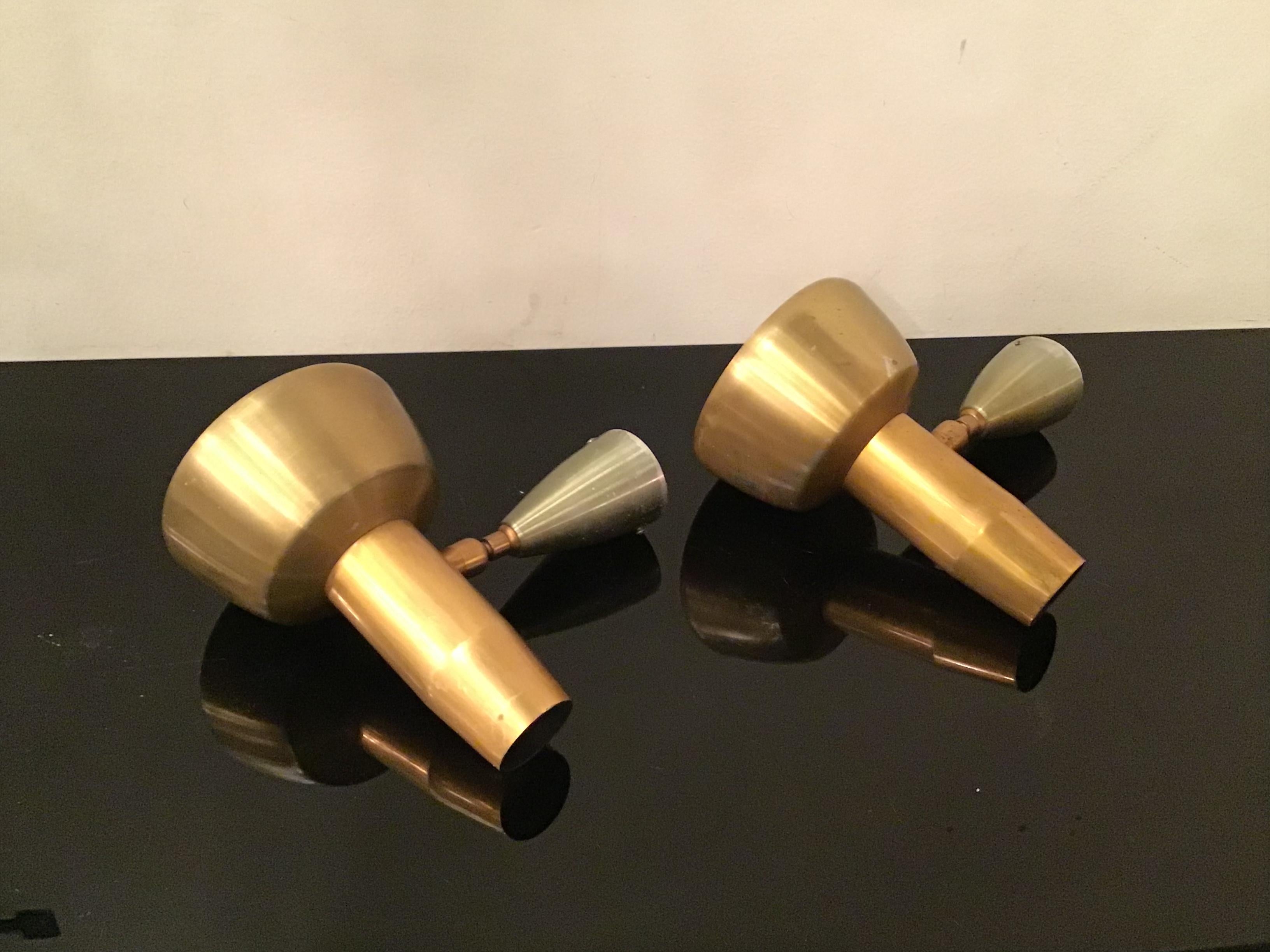 Other Oscar Torlasco “Lumi” Sconces Adjustable Metal Crome Metal Brass 1950 Italy For Sale