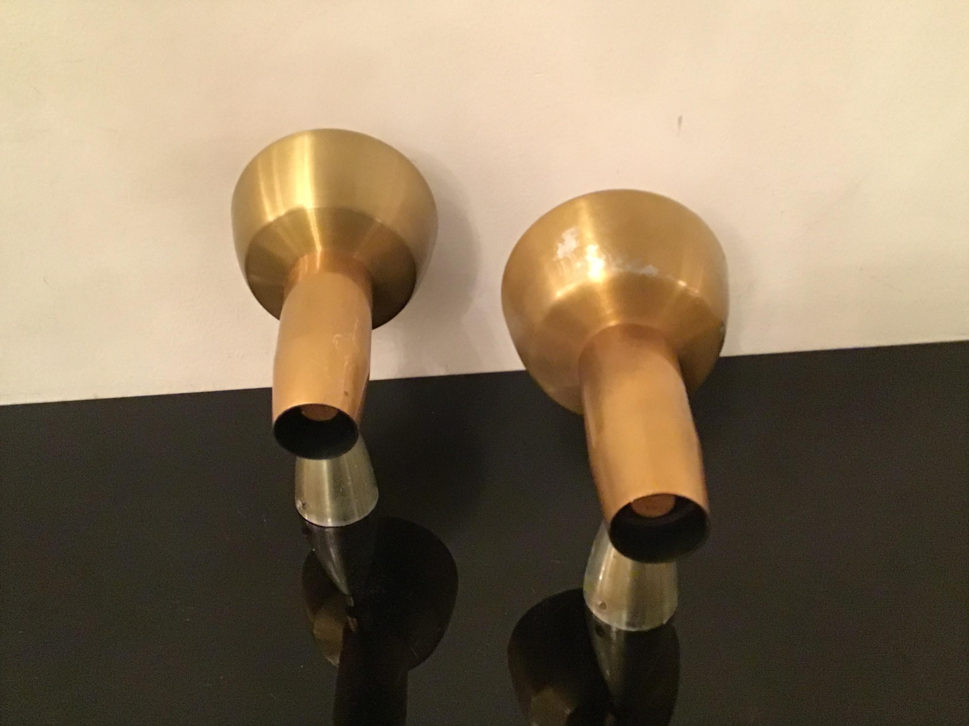 Oscar Torlasco “Lumi” Sconces Adjustable Metal Crome Metal Brass 1950 Italy For Sale 1