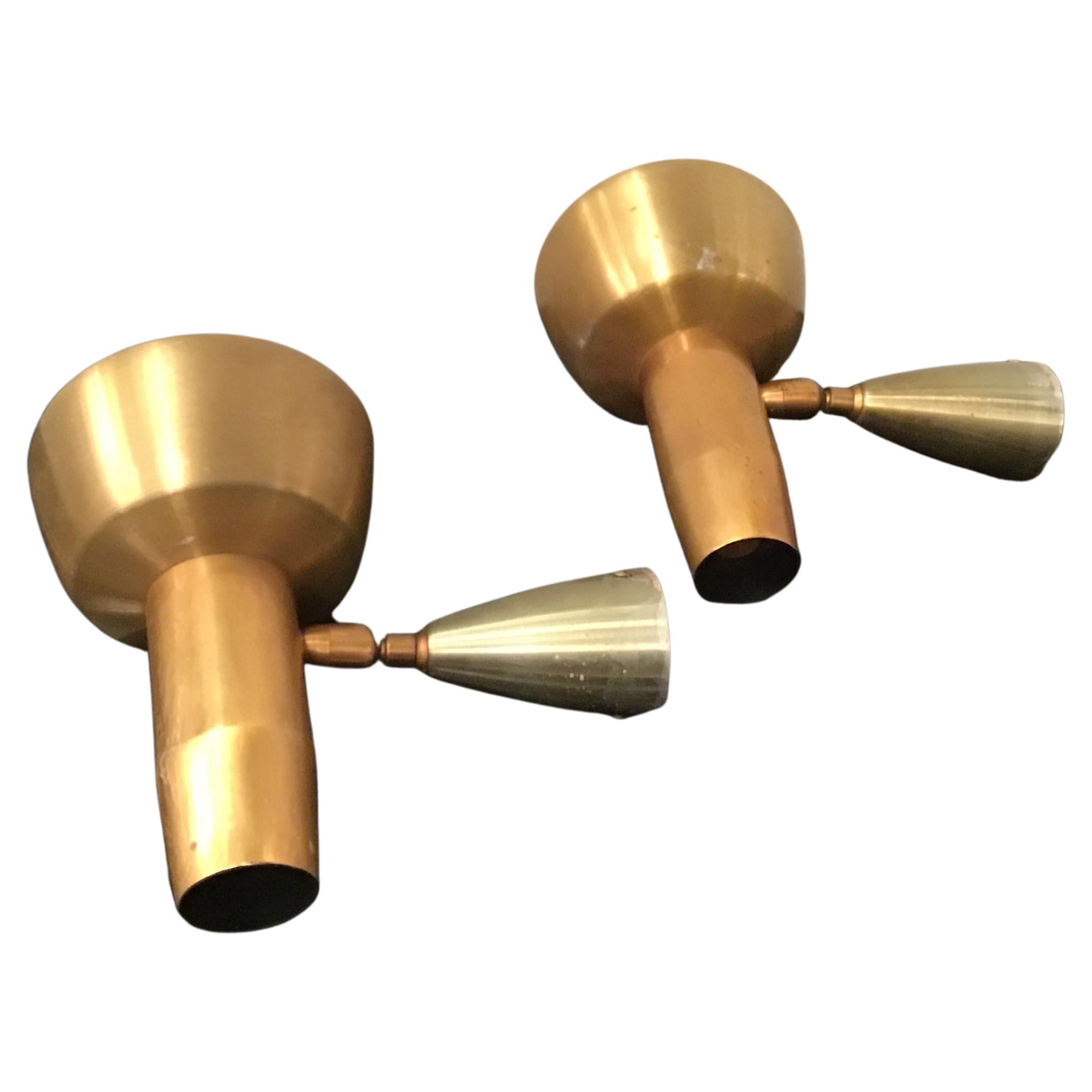 Oscar Torlasco “Lumi” Sconces Adjustable Metal Crome Metal Brass 1950 Italy For Sale