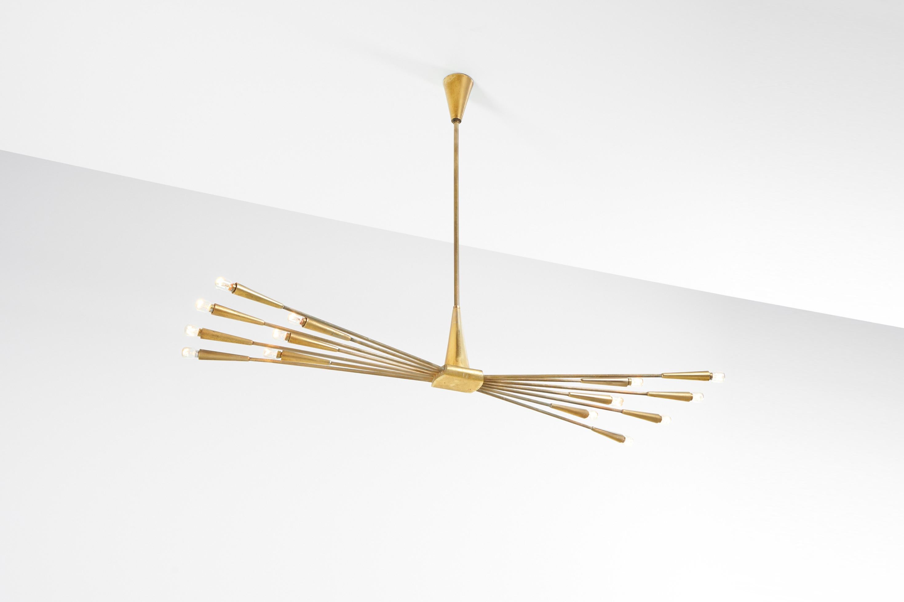 Mid-Century Modern Oscar Torlasco Lumi Sputnik Chandelier, Italy, 1950 For Sale