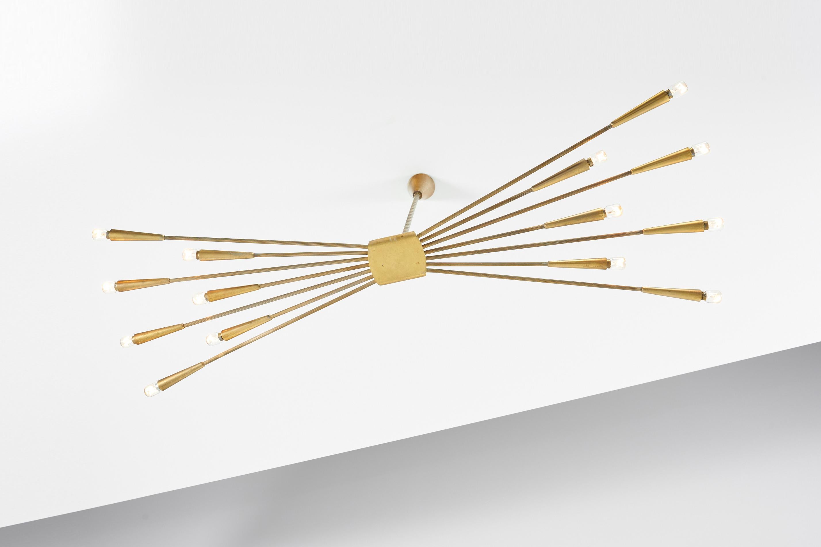 Oscar Torlasco Lumi Sputnik Chandelier, Italy, 1950 For Sale 1