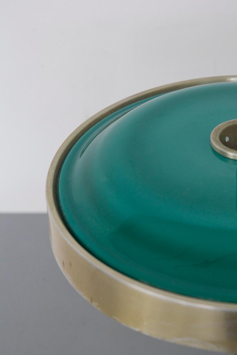 Oscar Torlasco MidCentury Brass and Glass Table Lamp For Sale at 1stDibs