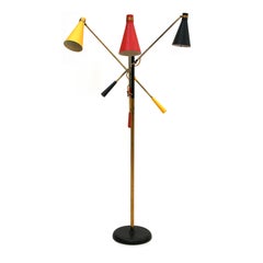 Mid-Century Modern Oscar Torlasco Brass and Colored Italian Floor Lamp