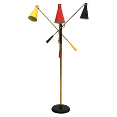 Oscar Torlasco Moderne italienische Stehlampe aus Messing aus der Mitte des Jahrhunderts
