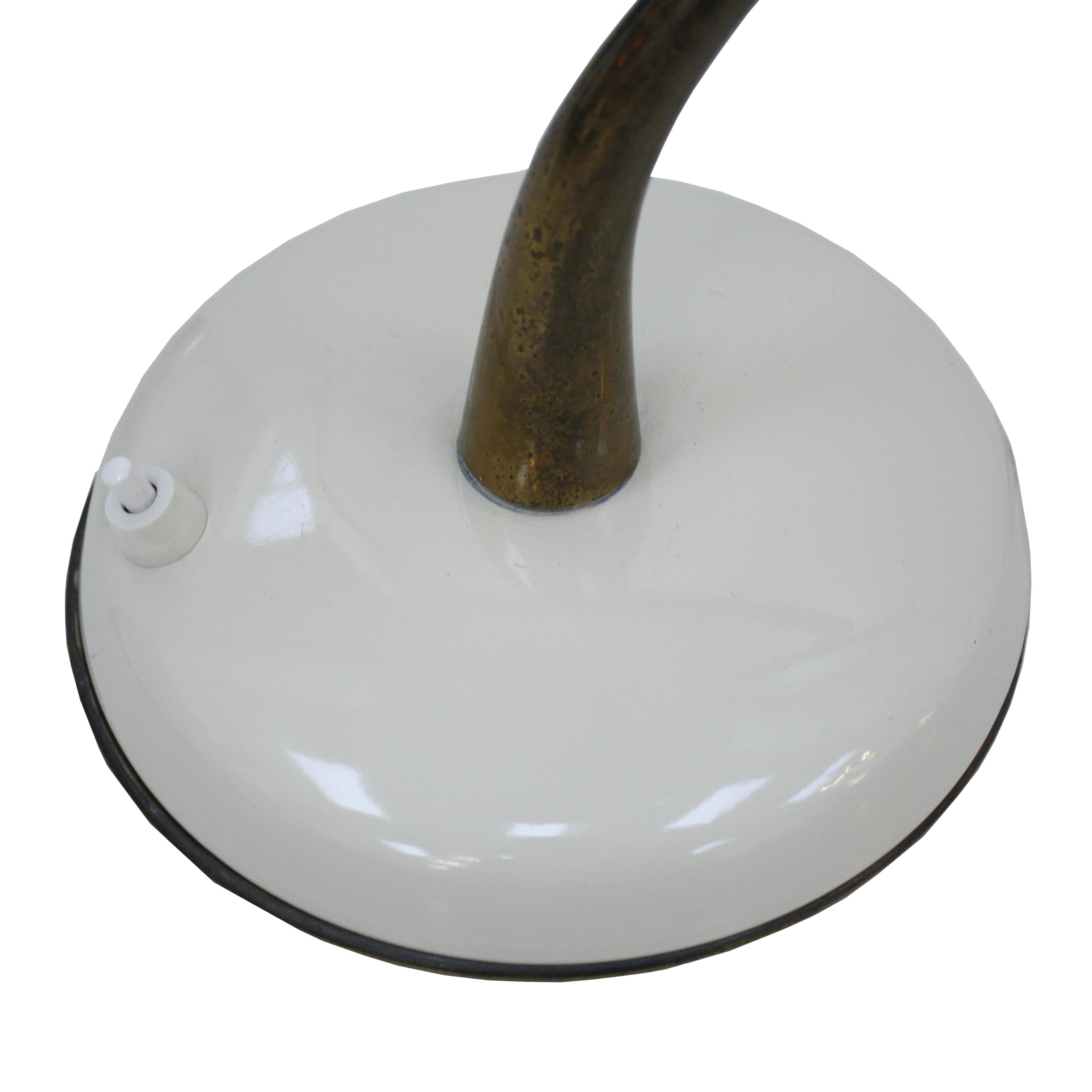 Mid-20th Century Oscar Torlasco Mid-Century Modern Steel and Brass White Italian Table Lamp