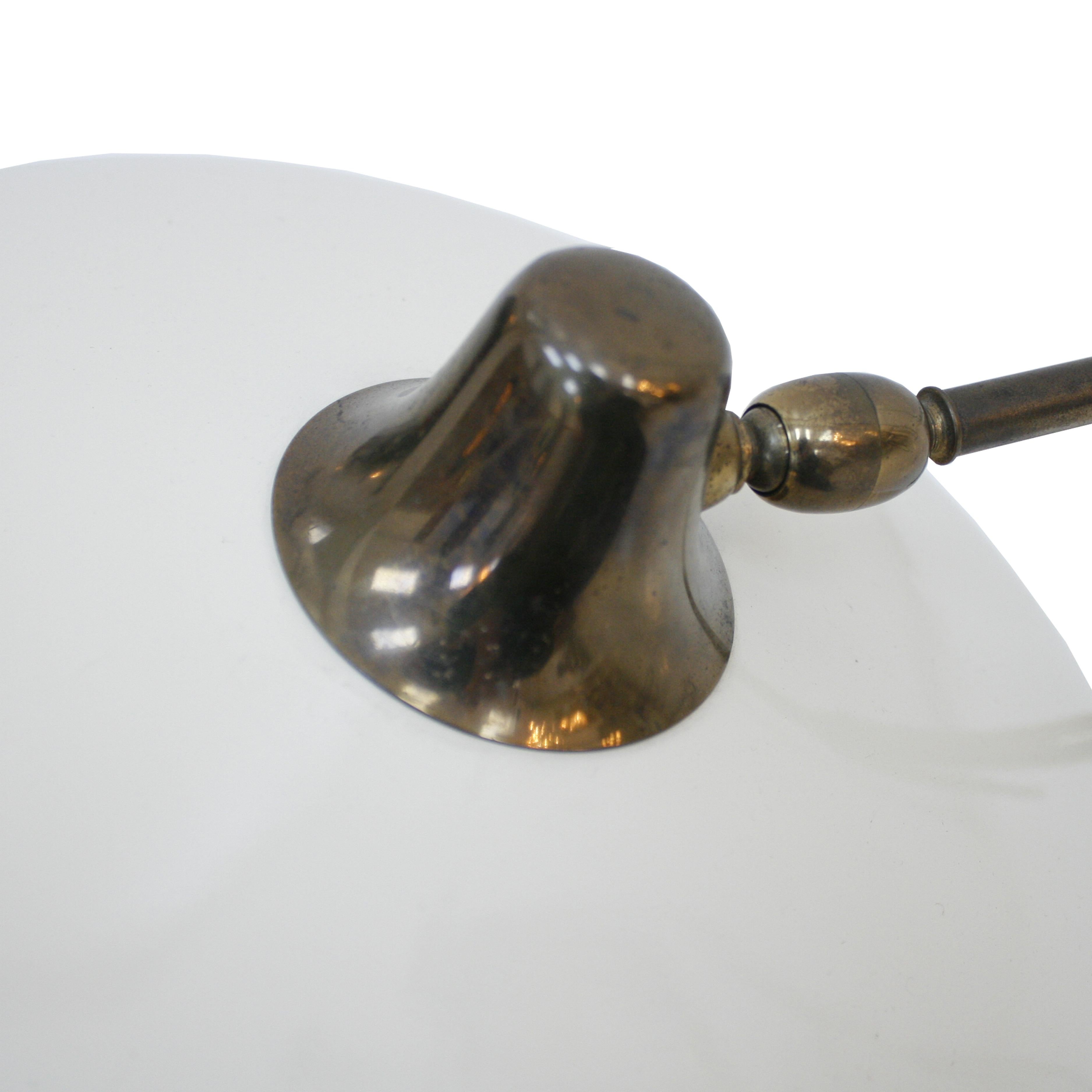 Oscar Torlasco Mid-Century Modern Steel and Brass White Italian Table Lamp 1
