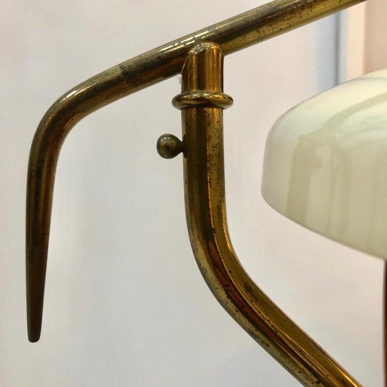 Oscar Torlasco Mid-Century Modern Steel and Brass White Italian Table Lamp 3