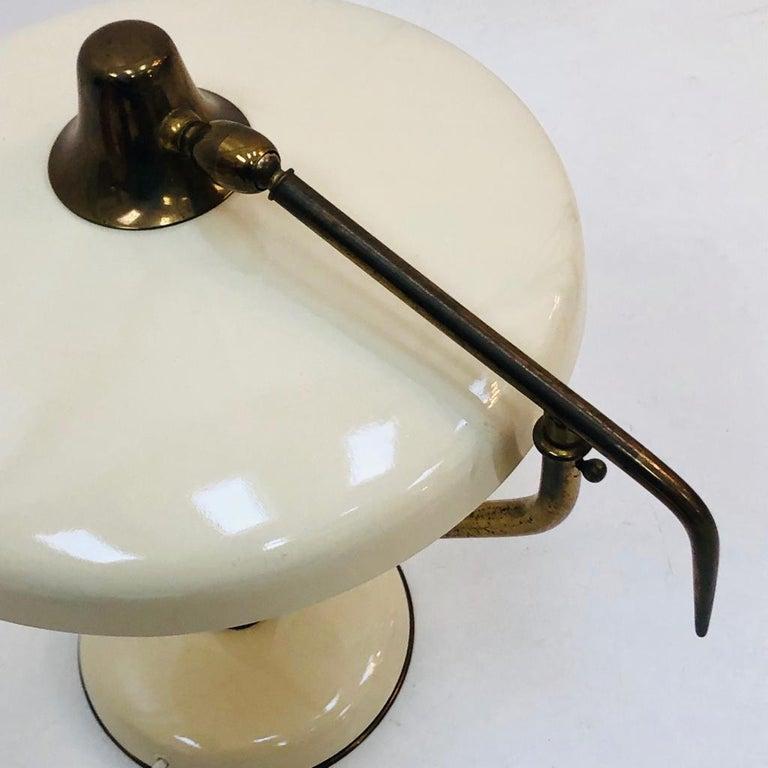 Oscar Torlasco Mid-Century Modern Steel and Brass White Italian Table Lamp 4