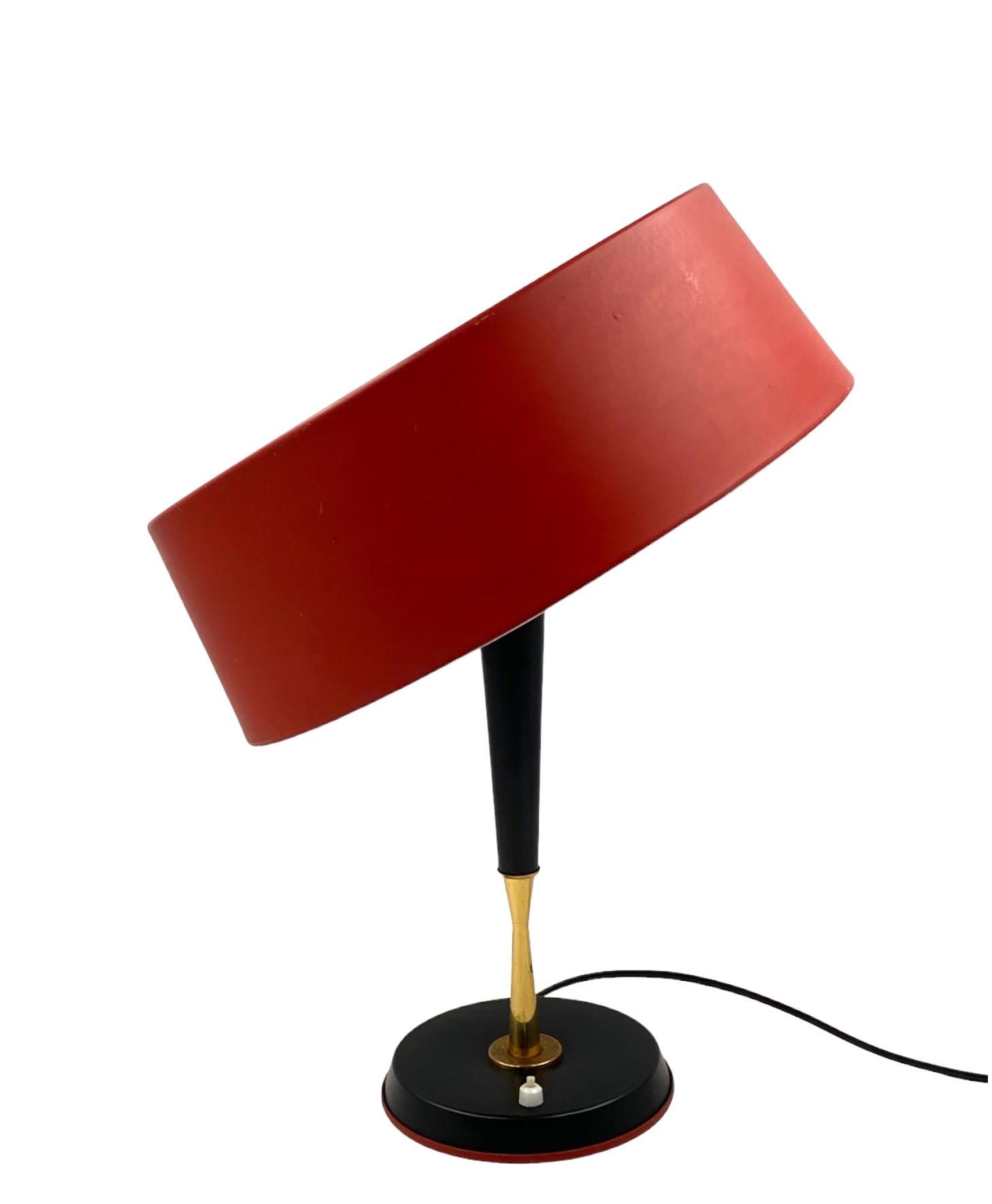 Oscar Torlasco, Mid-Century red table lamp, Lumi, Italy 1954 For Sale 6