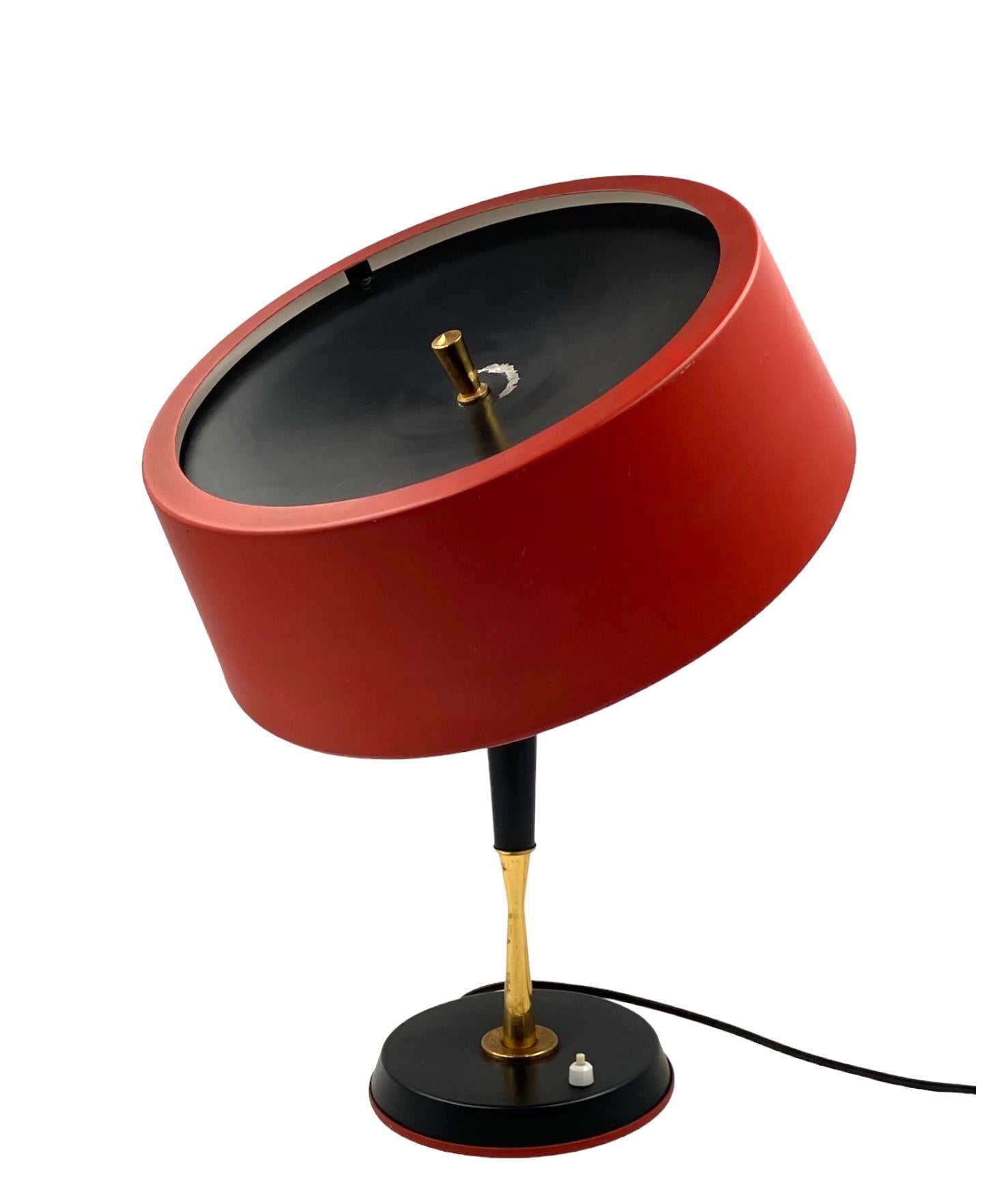 Oscar Torlasco, Mid-Century red table lamp, Lumi, Italy 1954 For Sale 7