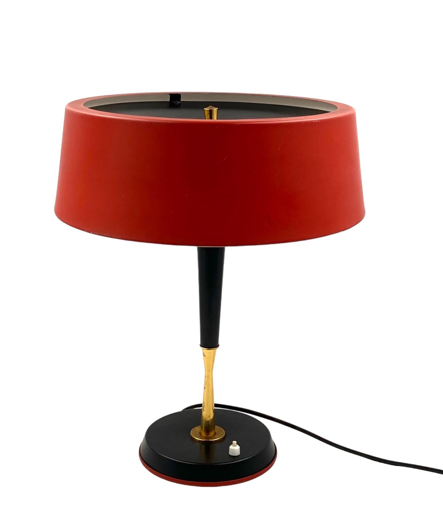Oscar Torlasco, Mid-Century red table lamp, Lumi, Italy 1954 For Sale 9