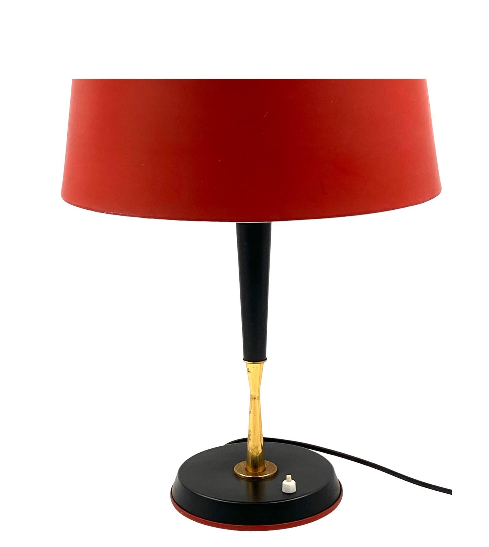 Oscar Torlasco, Mid-Century red table lamp, Lumi, Italy 1954 For Sale 10