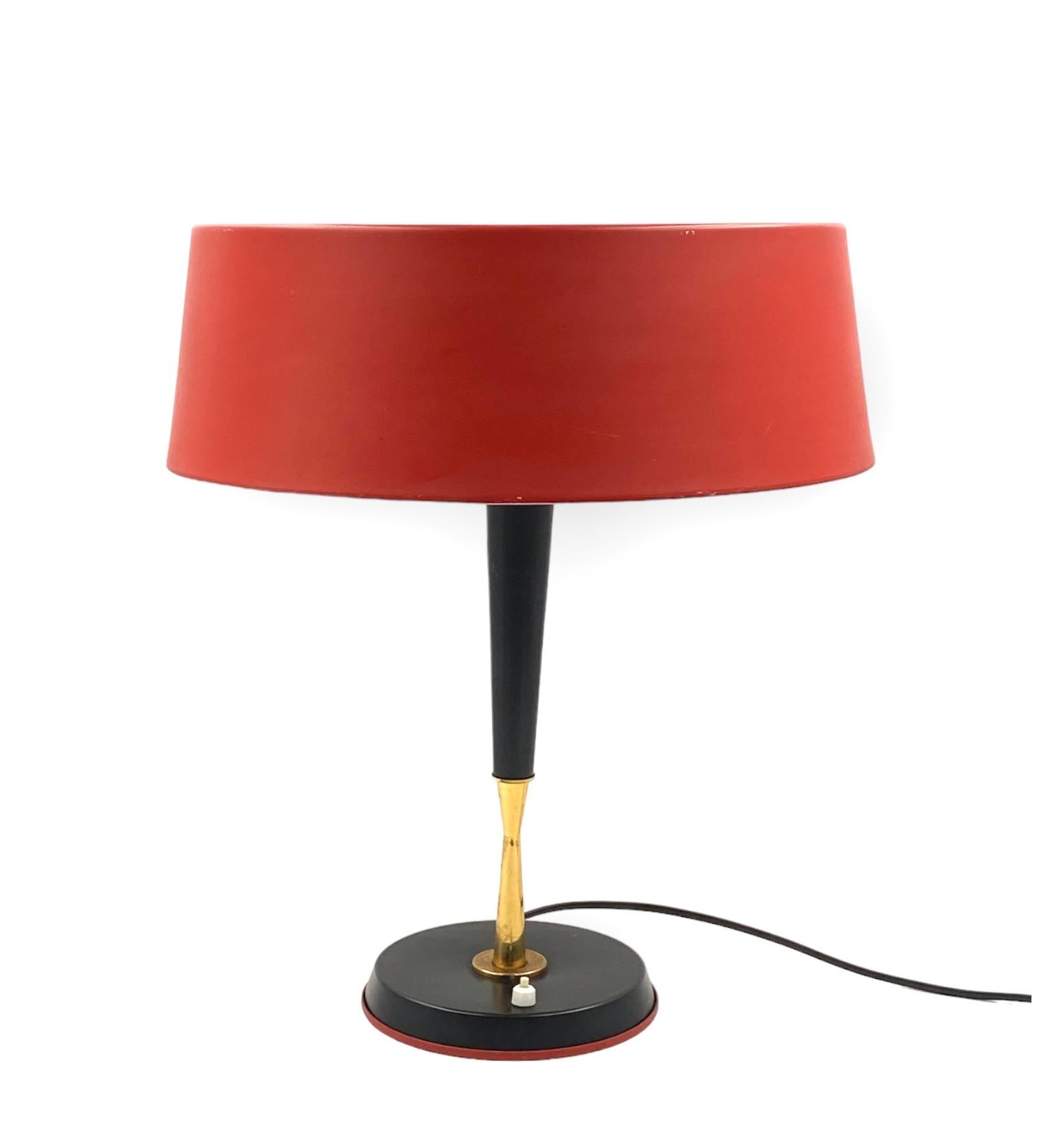Oscar Torlasco, Mid-Century red table lamp, Lumi, Italy 1954 For Sale 11