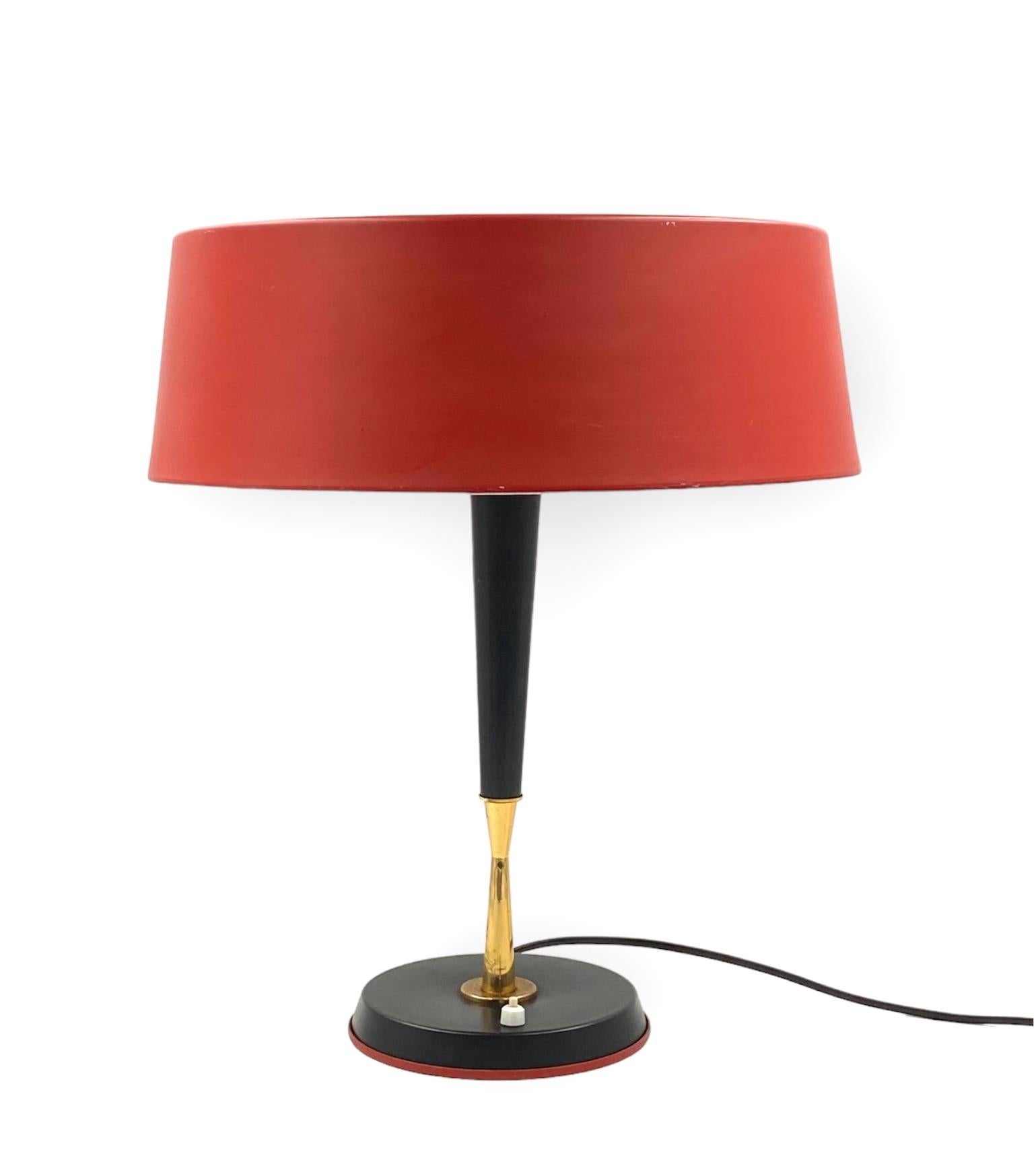 Oscar Torlasco, Mid-Century red table lamp, Lumi, Italy 1954 For Sale 12