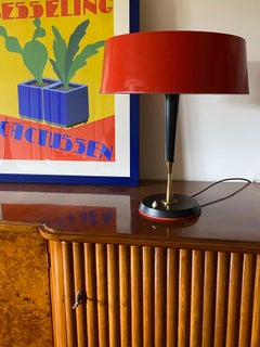 Oscar Torlasco, Mid-Century red table lamp, Lumi, Italy 1954