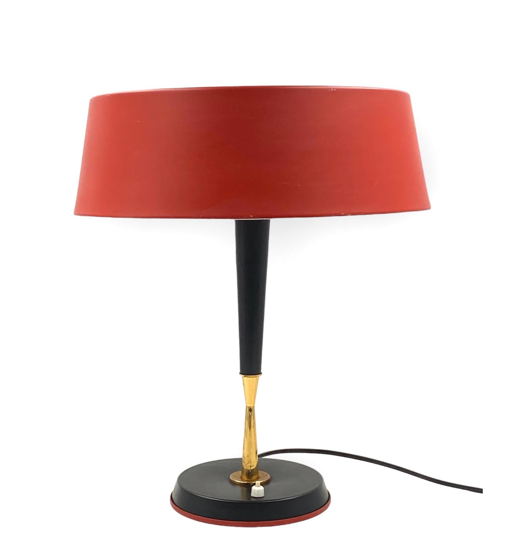 Oscar Torlasco, Mid-Century red table lamp, Lumi, Italy 1954 For Sale 13
