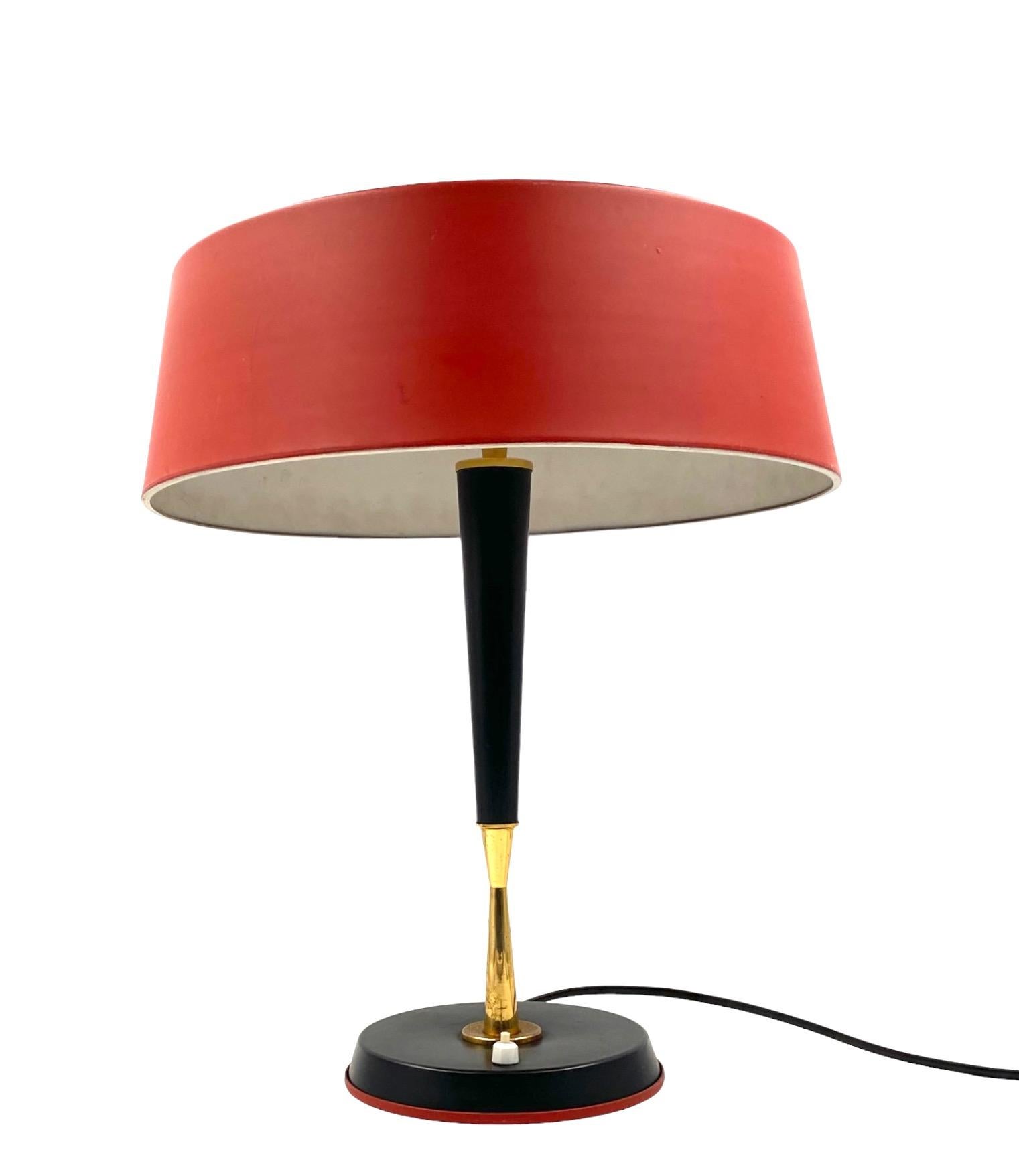 Oscar Torlasco, Mid-Century red table lamp, Lumi, Italy 1954 For Sale 1