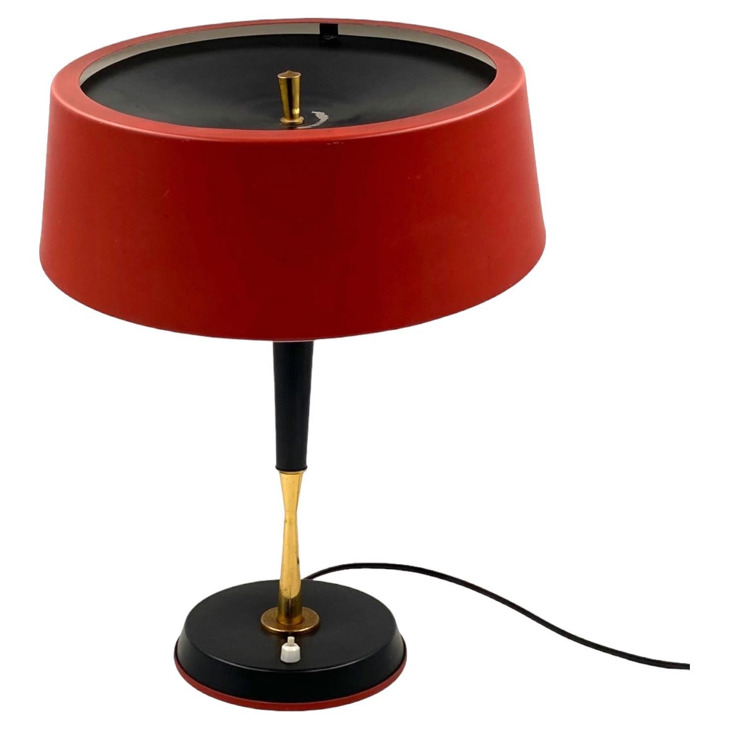 Oscar Torlasco, Mid-Century red table lamp, Lumi, Italy 1954 For Sale