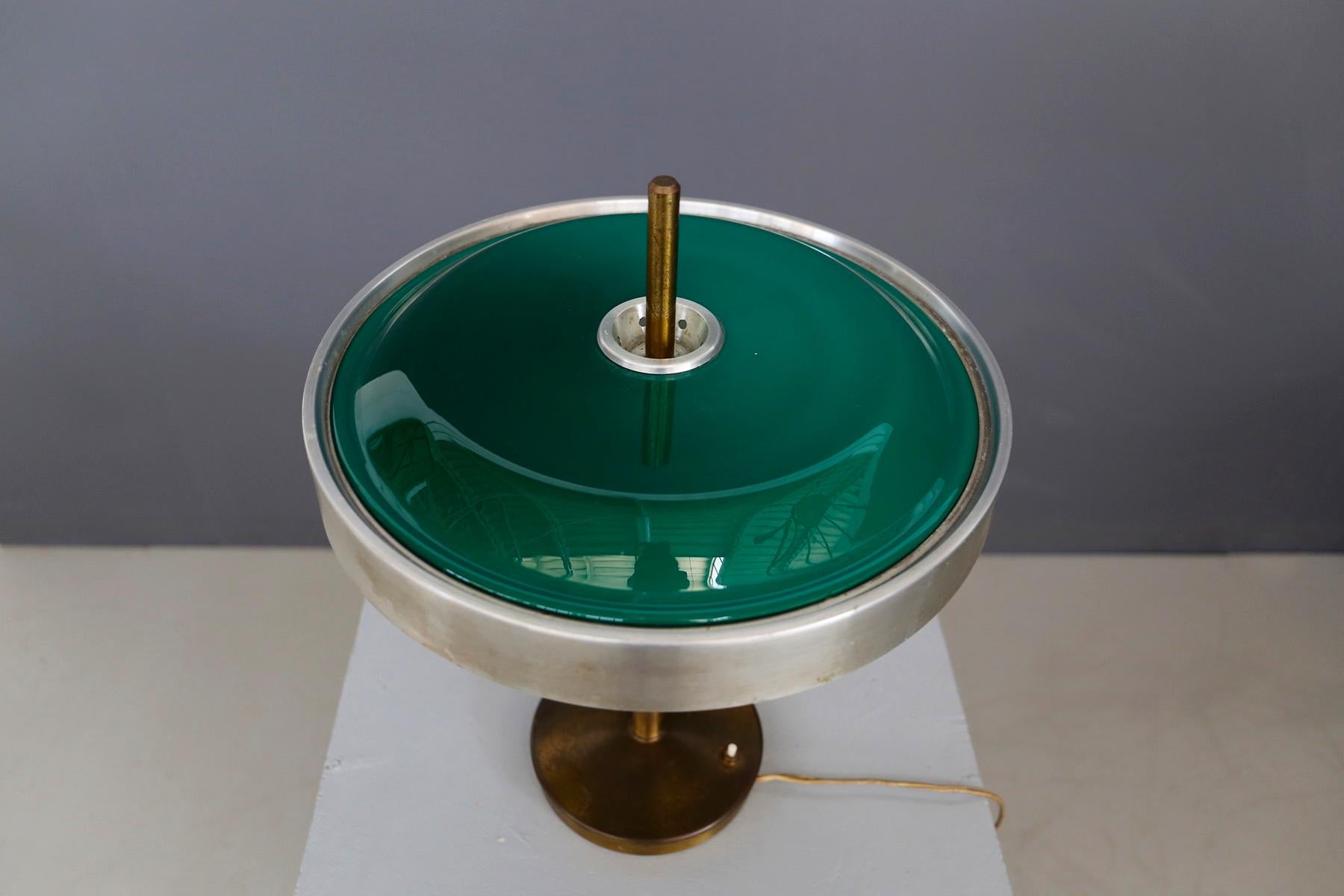 Oscar Torlasco Midcentury Table Lamp in Brass and Cased Glass by Lumi 1950s 1