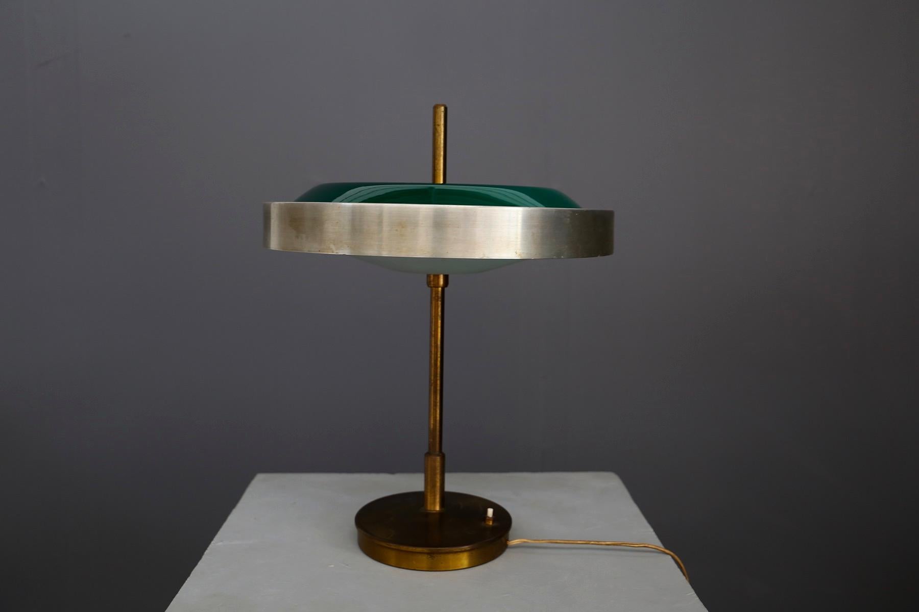 Oscar Torlasco Midcentury Table Lamp in Brass and Cased Glass by Lumi 1950s 2