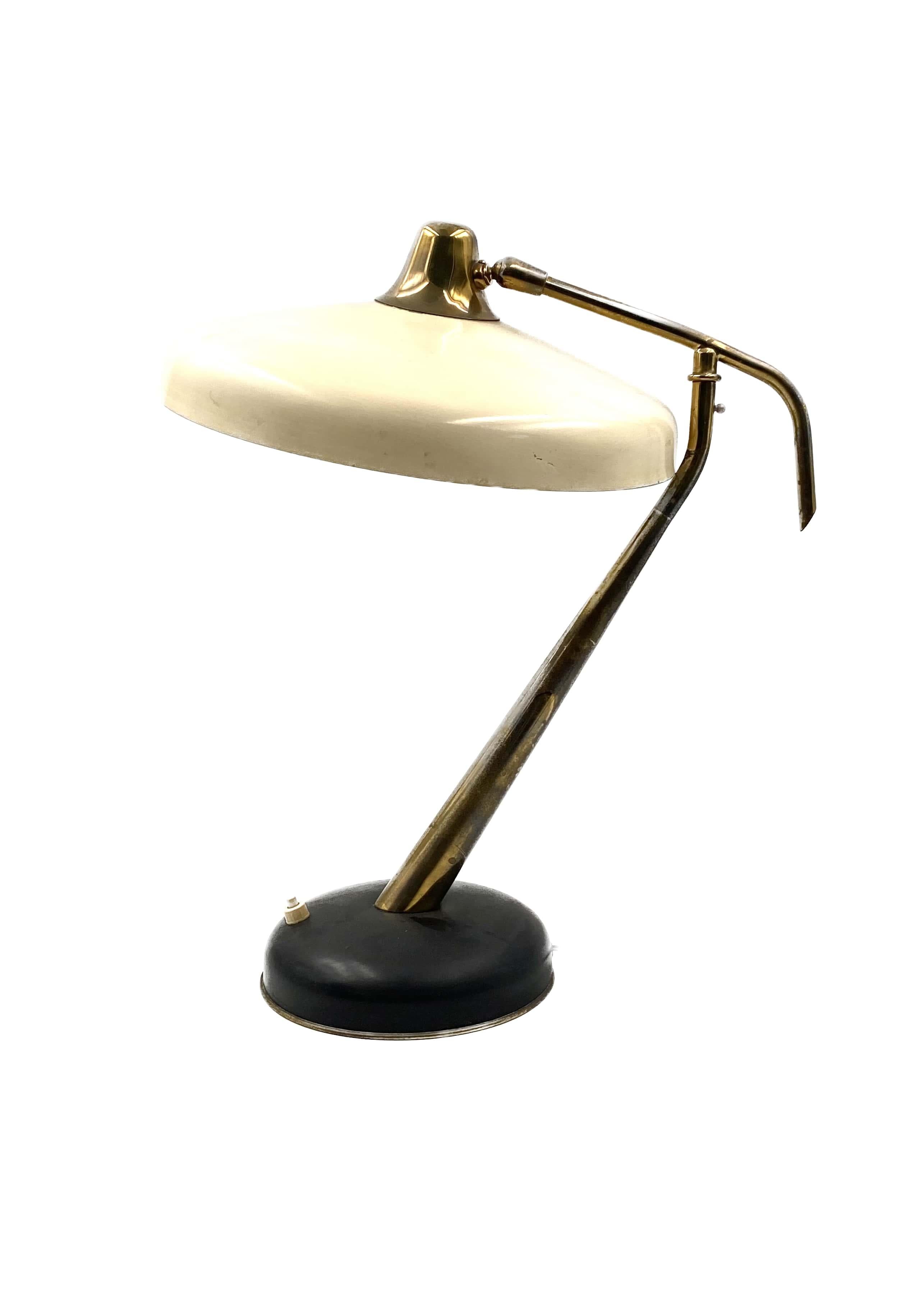 Italian Oscar Torlasco Mod. 331 Brass Desk / Table Lamp, Prod. Lumi, circa 1950