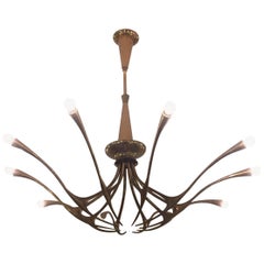 Oscar Torlasco Modello 392 Lampadario in ottone per Lumi