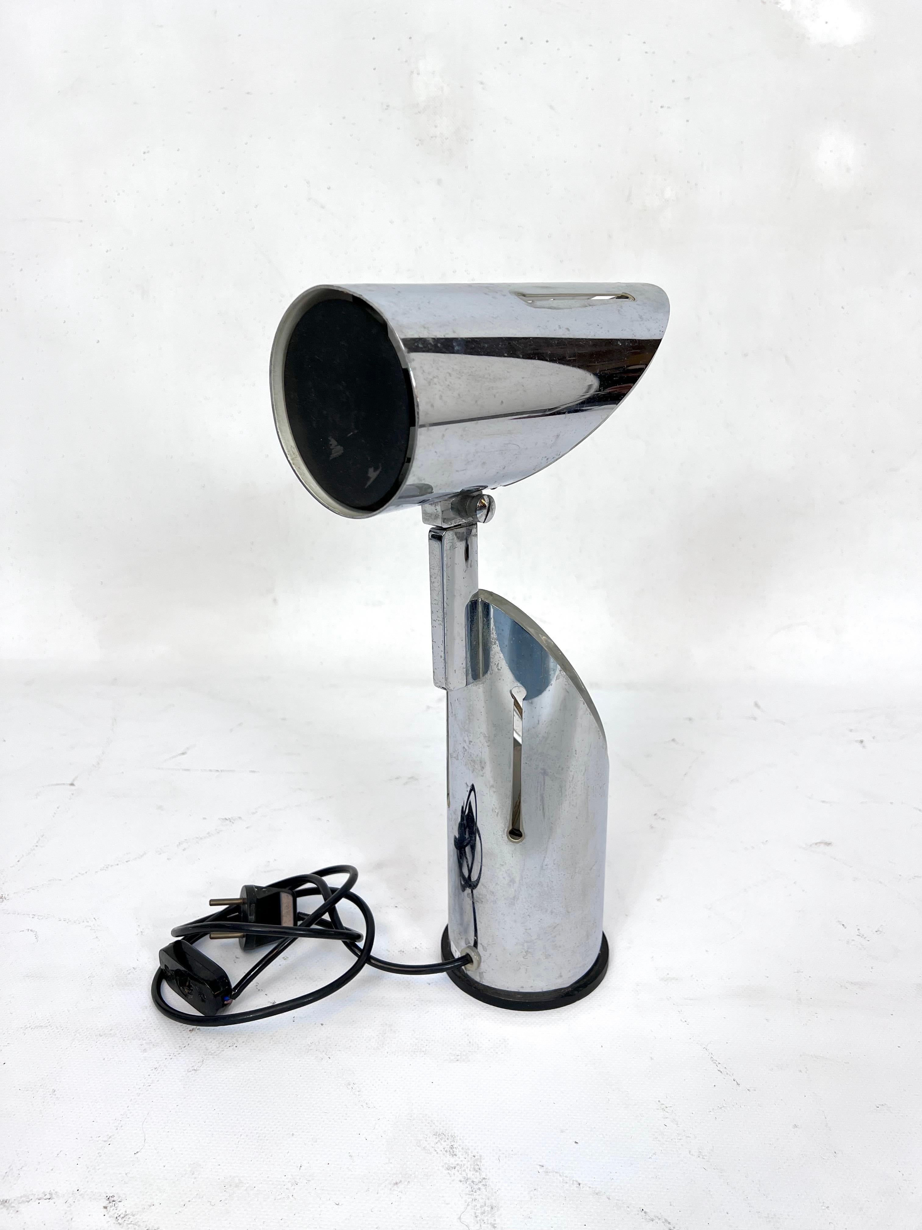 20th Century Oscar Torlasco, Modern chrome and glass table lamp by Stilkronen. Italy 1960s For Sale