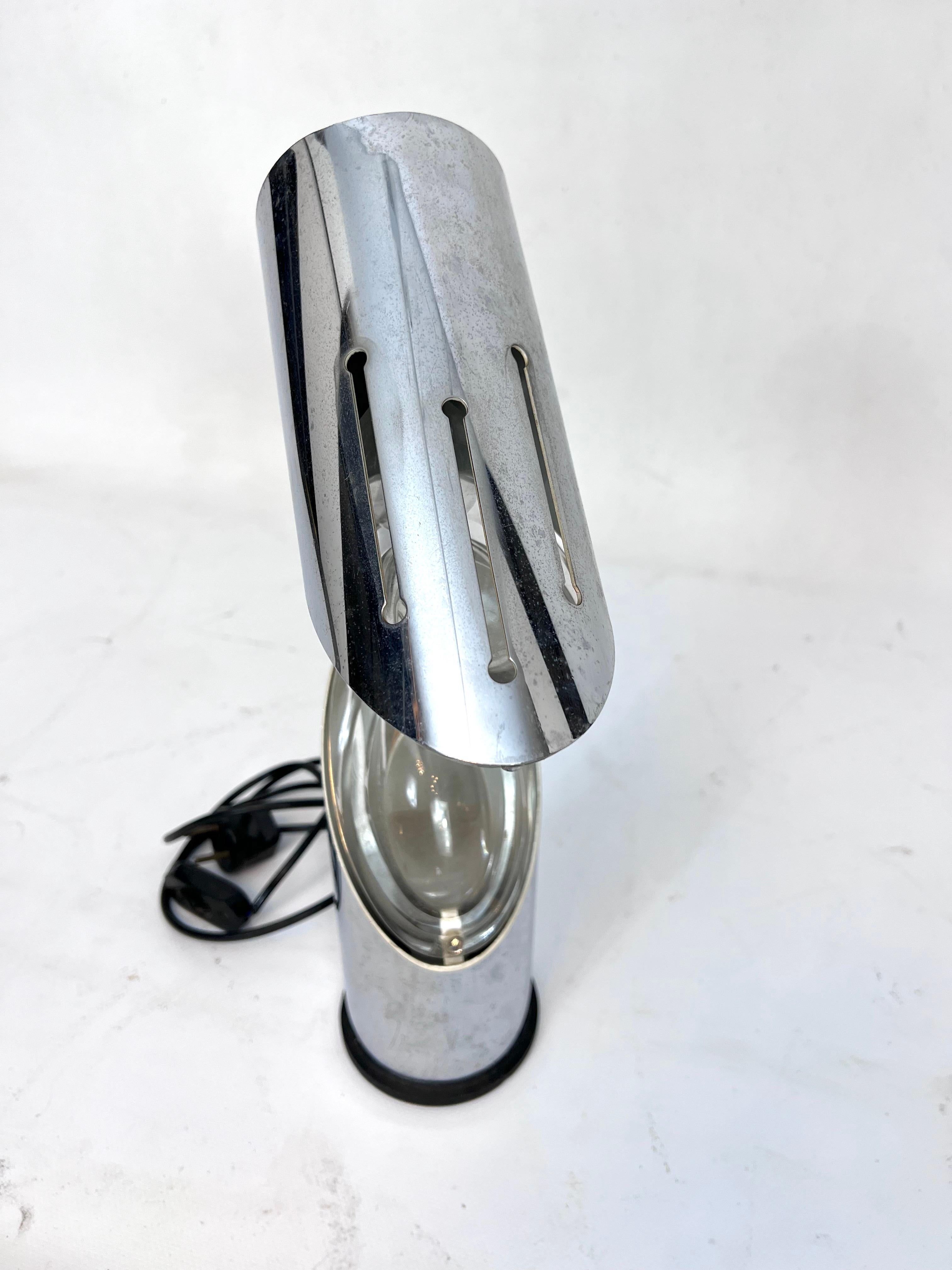 Oscar Torlasco, Modern chrome and glass table lamp by Stilkronen. Italy 1960s For Sale 1