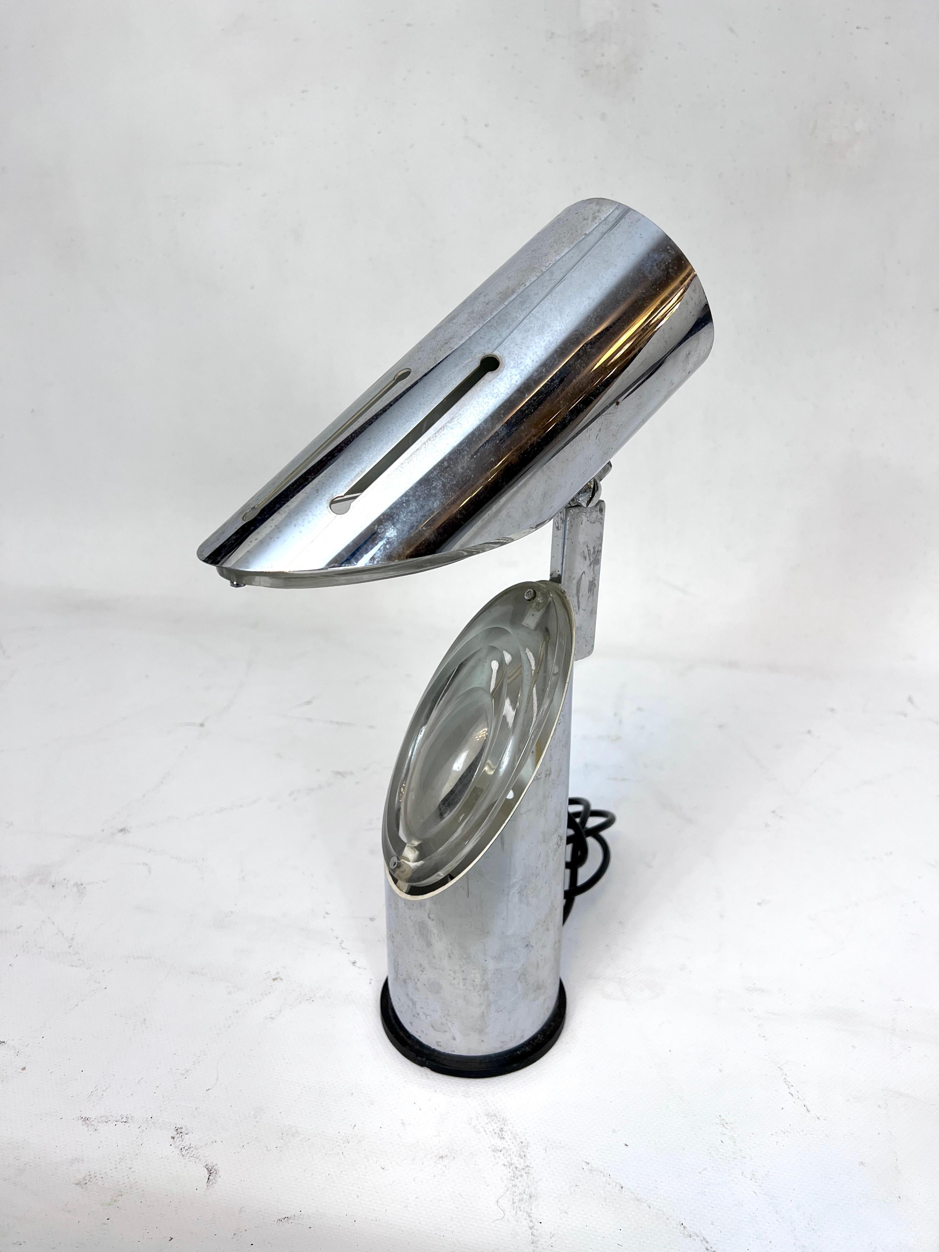 Oscar Torlasco, Modern chrome and glass table lamp by Stilkronen. Italy 1960s For Sale 2