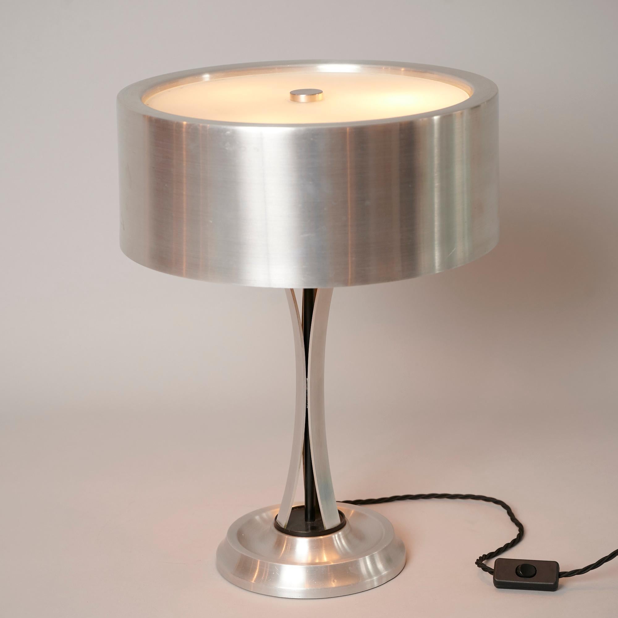 Mid-Century Modern Oscar Torlasco Nickel Table Light For Sale