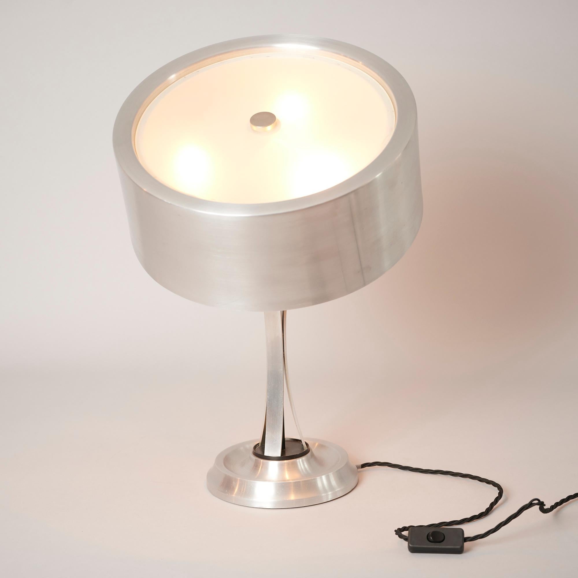 Italian Oscar Torlasco Nickel Table Light For Sale