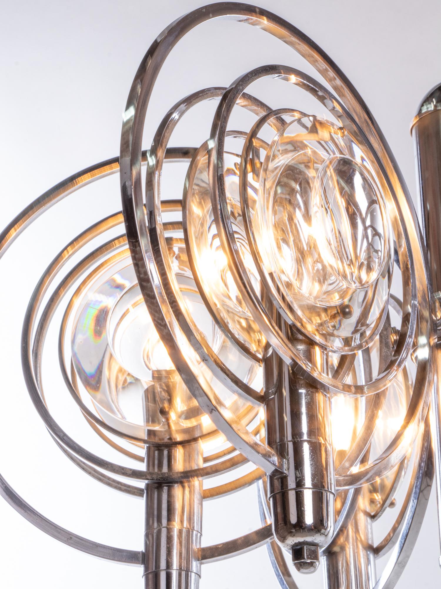 Italian Oscar Torlasco Optical Lens Chandelier by Stilkronen, Italy, 1970s For Sale