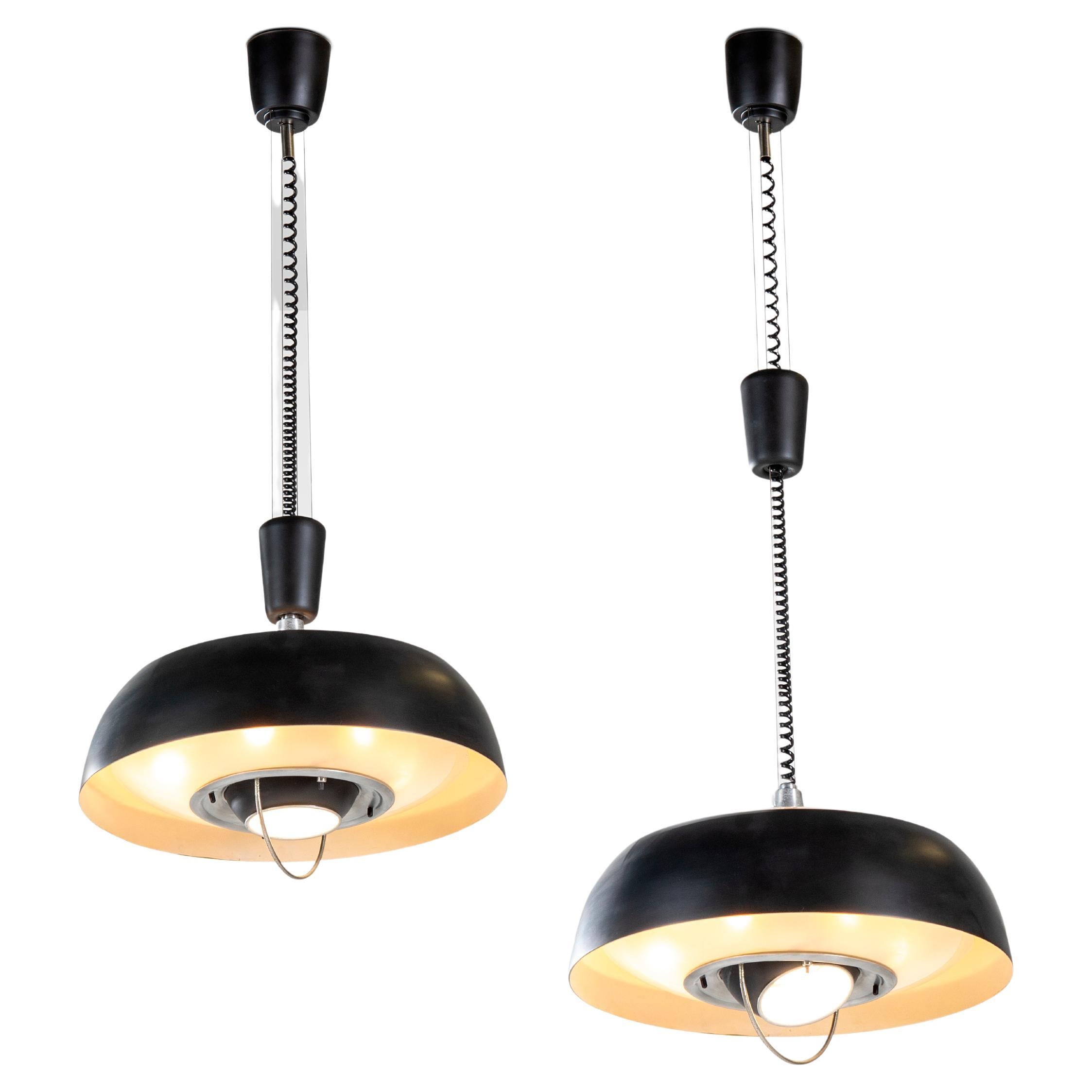 Oscar Torlasco Pair of adjustable chandeliers for Lumi, Italian Design 1960s For Sale