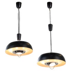 Oscar Torlasco Pair of adjustable chandeliers for Lumi, Italian Design 1960s