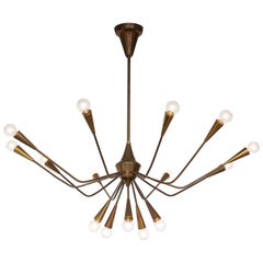 Oscar Torlasco Patinated Brass Modernist Chandelier