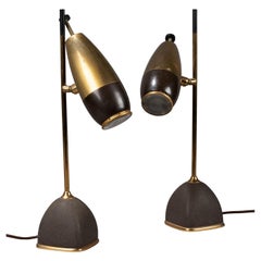 Seltener Satz von 2 Tisch-/Schreibtischlampen von Oscar Torlasco, Mod. 577 Lumi Mailand, 1960