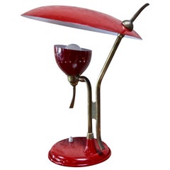 Oscar Torlasco Red Lacquered Table Lamp by Lumi