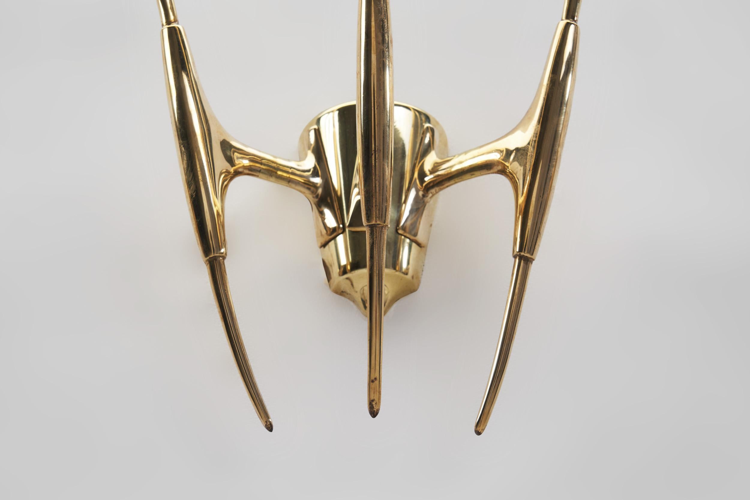 Oscar Torlasco Sculptural Brass Wall Lights for Lumi, Italy, 1950s For Sale 9